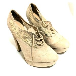 Charlotte Russe pink nude lace heels sz 7